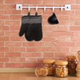 thumbnail image 5 of Juego de 4 guantes para horno y soporte para ollas, con mini guantes para horno y clips aislantes, guantes largos antideslizantes para horno de calidad alimentaria, para hornear en la cocina, 5 of 5