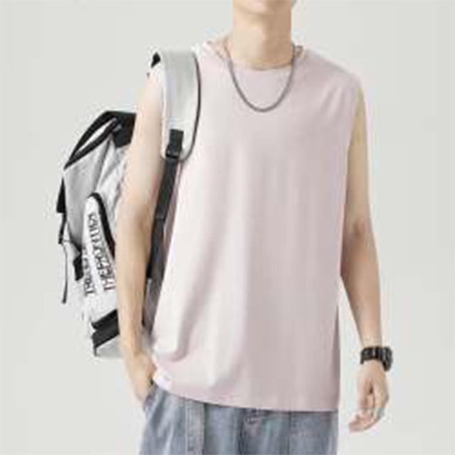 pstuiky Camisetas sin mangas para hombre, Camisola deportiva informal de cuello redondo y alta elasticidad de color liso para hombre Chaleco para hombre m