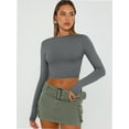 thumbnail image 6 of Women's Long Sleeve Shirts Slim Fit Crewneck Crop Tops Basic Fall Going Out Tops, 6 of 6