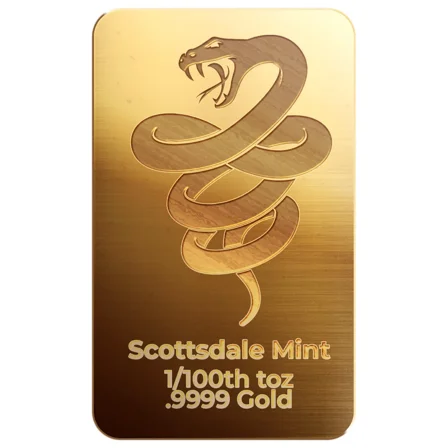 1/100 oz .9999 Gold Bar - Lunar Year of the Snake Gold Bullion Bar
