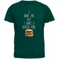 thumbnail image 1 of I Want Abs But I Want A Burger More Dark Green Adult T-Shirt, 1 of 1