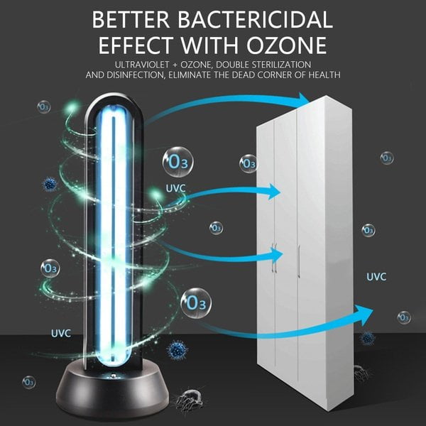 Ultraviolet Lamp Uvc Lamp Sterilizer, Uv Lamp Sanitizes And Disinfects  Every Room In Your Home 15/30/60 Minutes Ozone Free 220v 38w1pcs-black