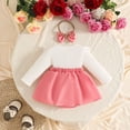 thumbnail image 6 of enyan Baby Girl Fall Clothes Newborn Romper Dress Ruffle Long Sleeve Onesie Jumpsuit Outfits with Bow Headband Pink，6-9 Months, 6 of 7