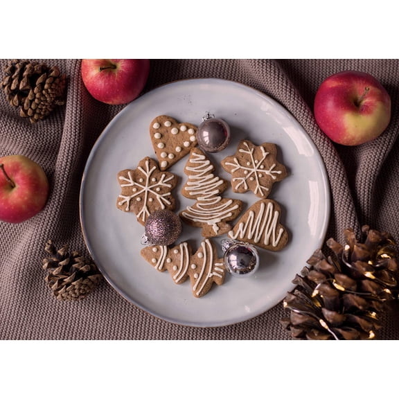 Wall Art Impressions 33x24in Photographic Print Poster Cookies Plate Christmas cookies Treats Snacks