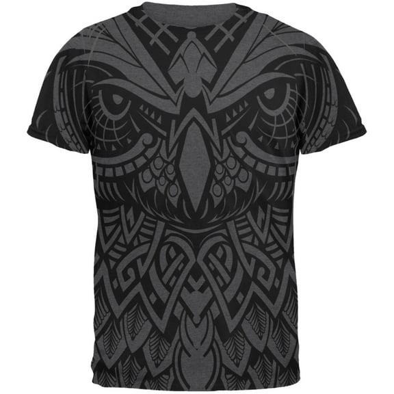 Trippy Owl Outline All Over Dark Heather Adult T-Shirt - 2X-Large