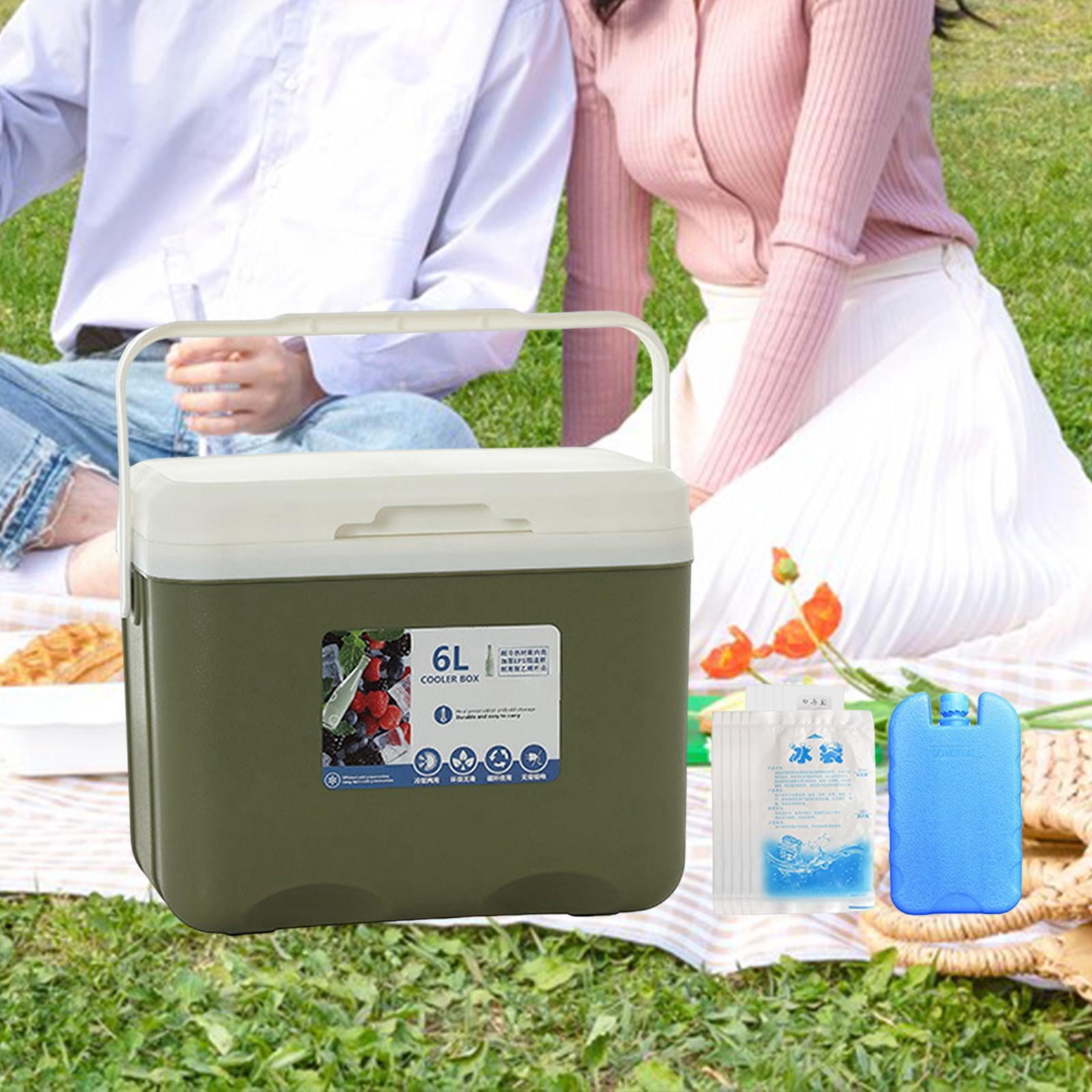 QccHieUs Camp Cooler, Ice Chest Box, Portable for Freeze/Hot Food with Ice Pack Cold Case Green