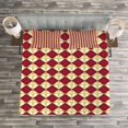 thumbnail image 3 of Ambesonne Fleur De Lis Quilted Bedspread Set 3 Pcs, Geometric Heraldry, Queen Size, Ruby Yellow White, 3 of 3