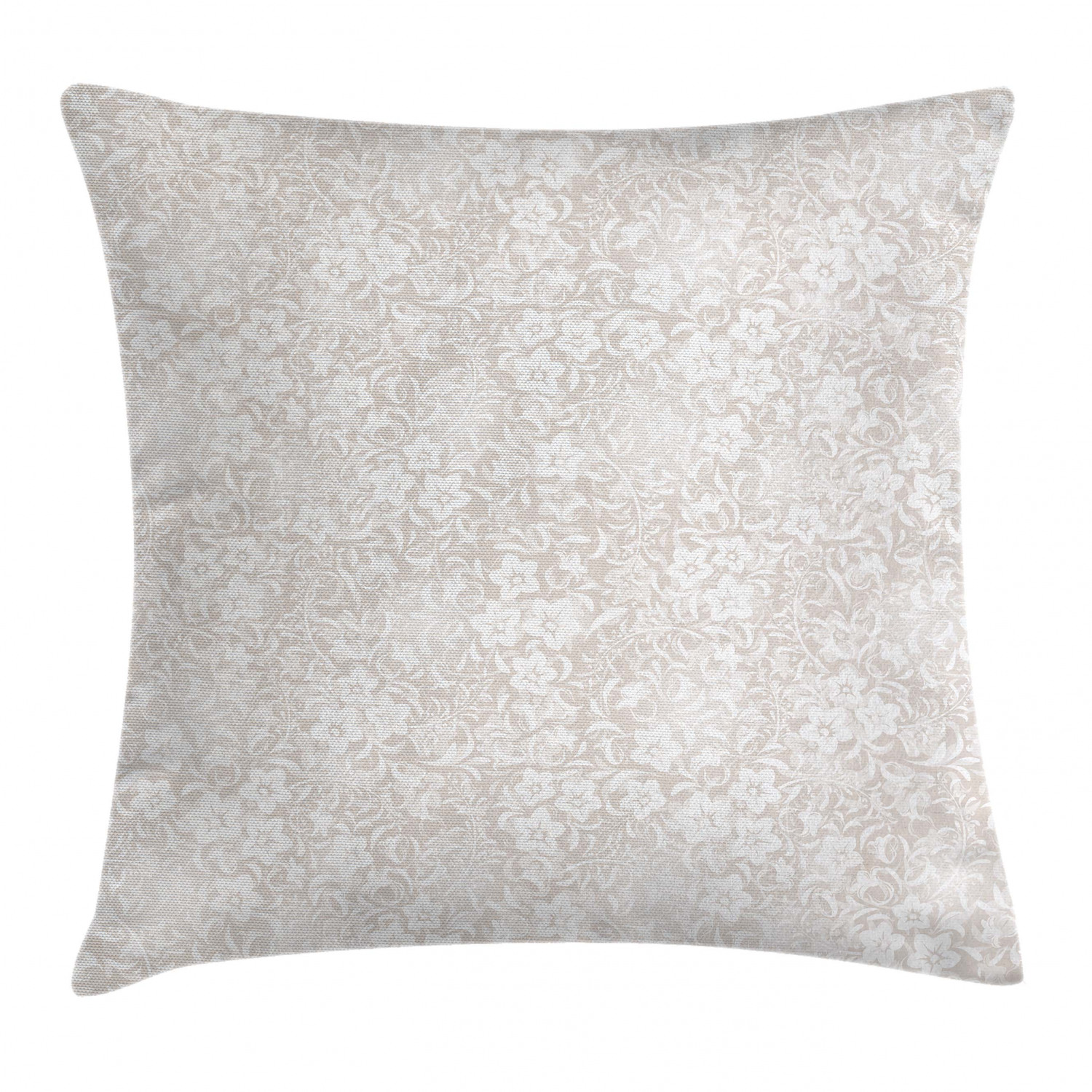 Ivory Throw Pillow Cushion Cover, Floral Pattern Spring Season Blossoms