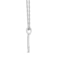 thumbnail image 2 of Jewelili Sterling Silver with 1.2 MM Round Created White Sapphire Alphabet Initial M Pendant Necklace, 18" Rope Chain, 2 of 5