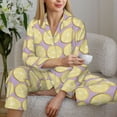 thumbnail image 6 of Lsque Yellow Lemon Slices Pattern Long Sleeve Pajama Set for Women - Soft 2-Piece Sleepwear and Loungewear Set with Pockets, Comfy Nightwear-Small, 6 of 7
