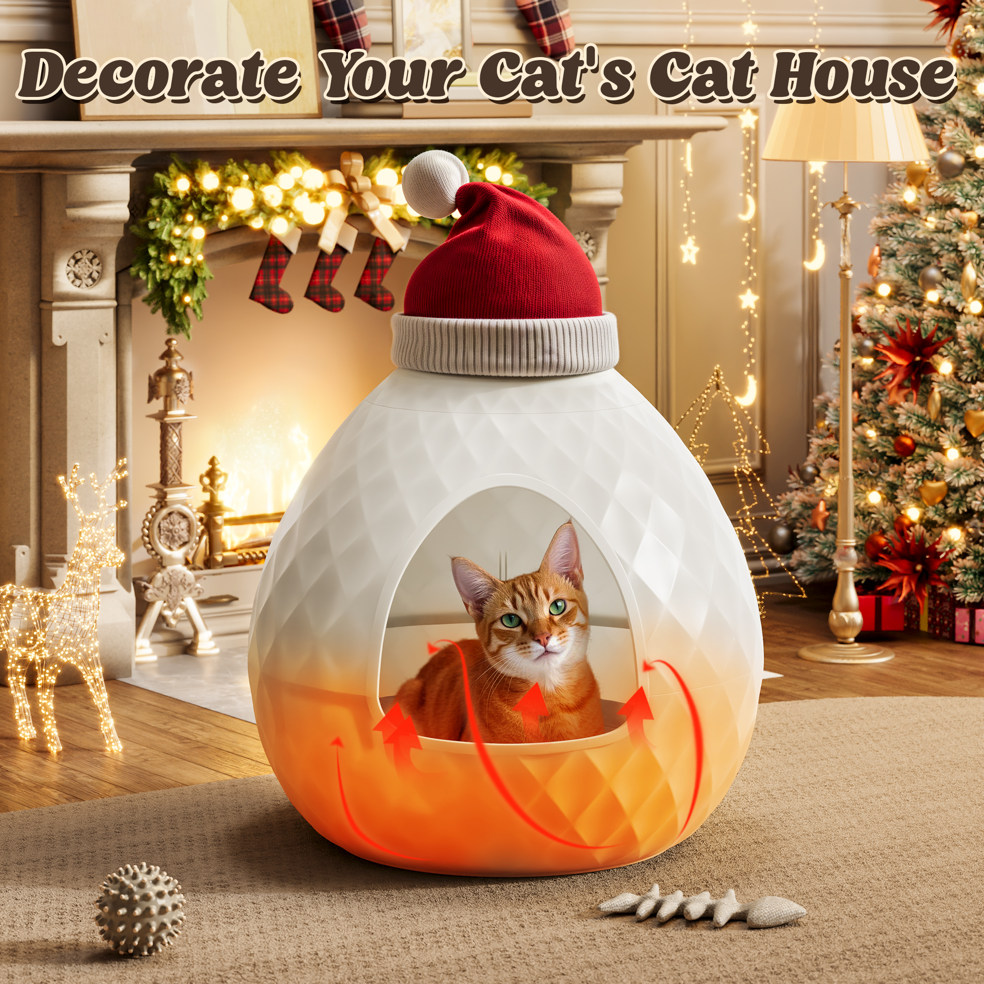 Bifanuo Cat Litter Box Enclosure Hidden Litter Box with Removable Planter Top, Egg-Shaped Resin Design, Tool-Free Quick Assembly,Multi-Functional for Living Room Indoor, White