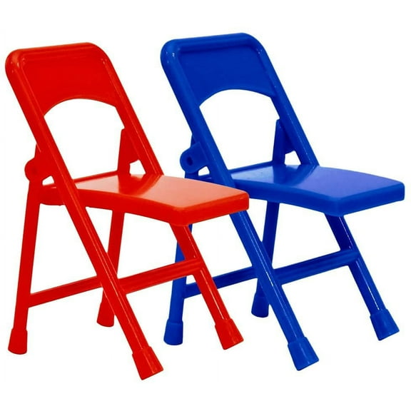 1 Red & 1 Blue Plastic Toy Folding Chairs For WWE & AEW Wrestling Action Figures Folding Chair For Wrestling Action Figures