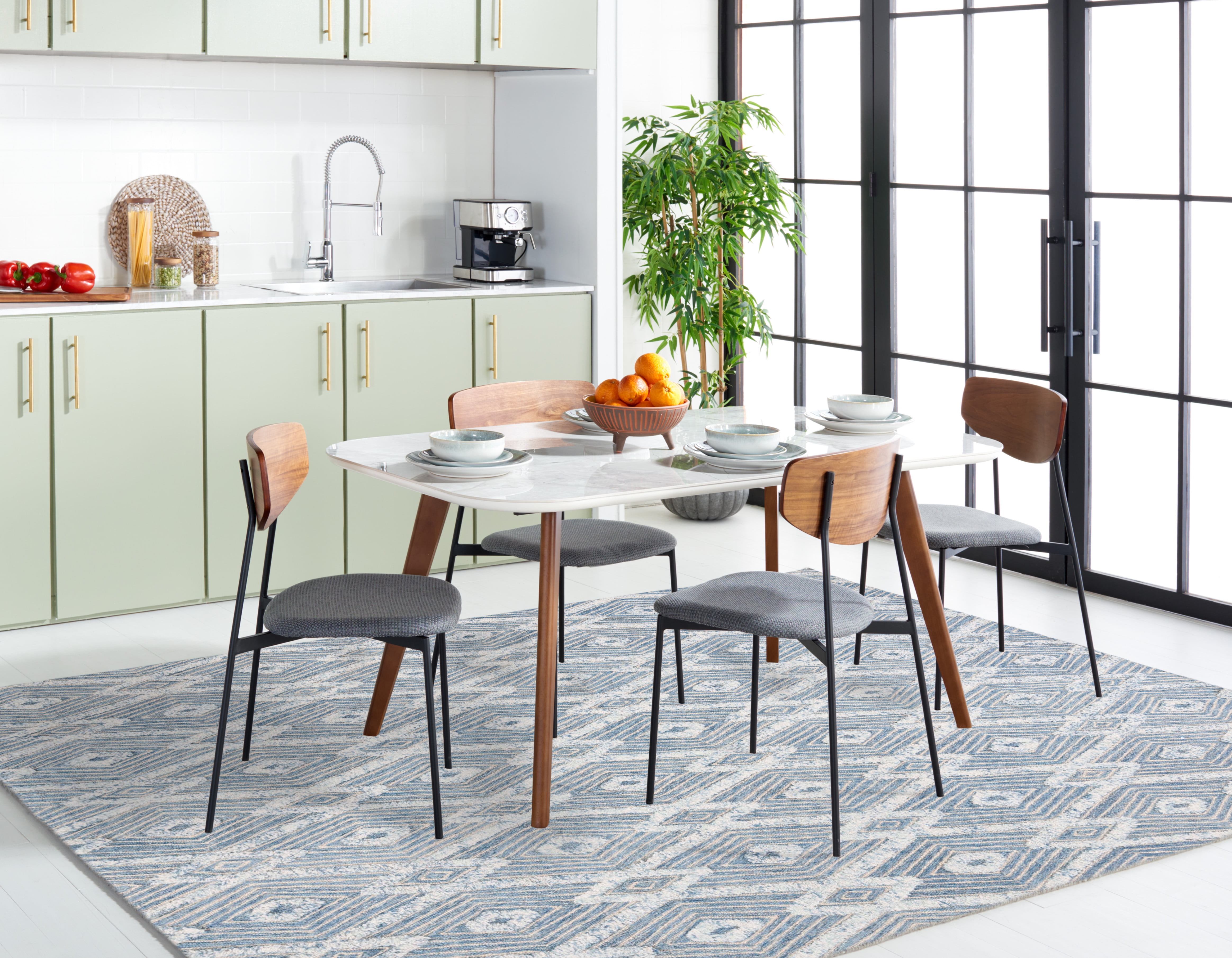 SAFAVIEH Kenya Shanika Diamond Area Rug, Blue/Ivory, 3' x 5'