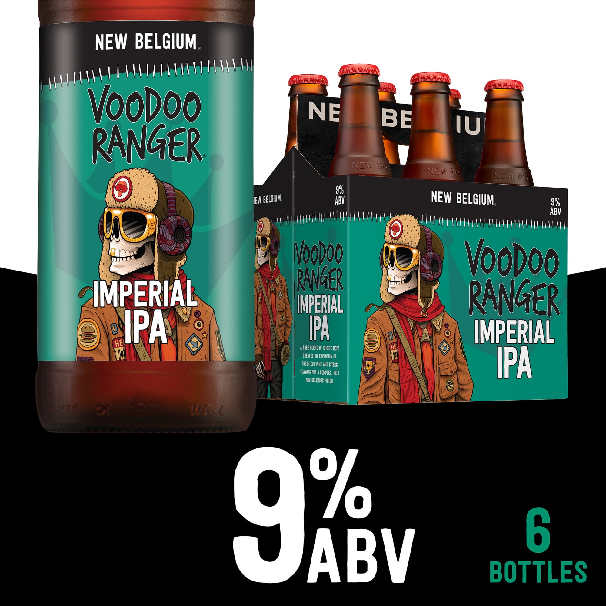 Voodoo Ranger Imperial IPA Beer, 6 Pack, 12 fl oz Bottles, 9 ABV