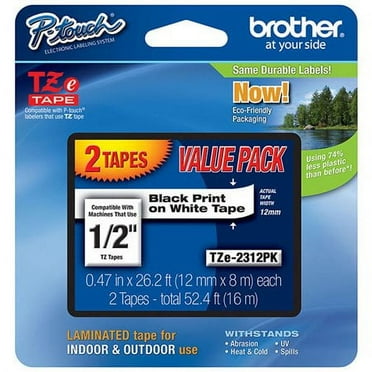 Brother 1/2" (TZE231) Black on White TZe P-touch Tape for Brother PT-300 Label Maker (2 Pack)