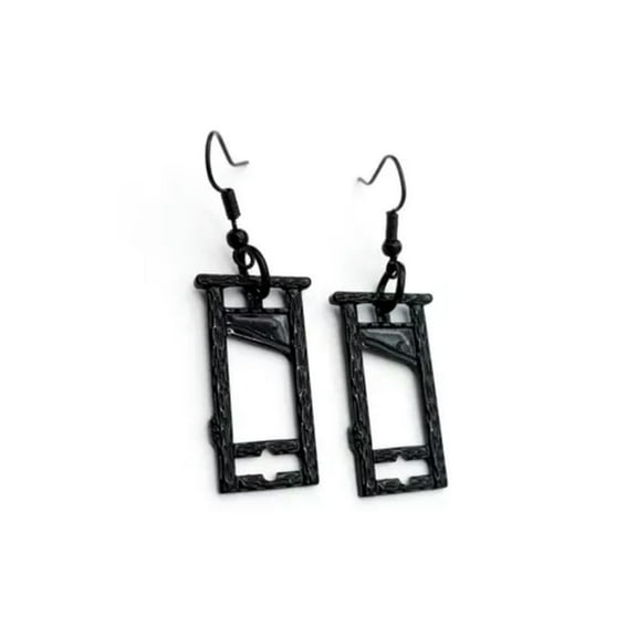 HOOUN Guillotine Earrings Macabre Gothic Gift Medieval Vintage Women Men Ear Jewelry-02#Black Guillotine