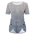 thumbnail image 5 of ZOHIUM Spring Tops for Women Summer Clothes for Women Women's Summer Round Neck Retro Flower Print Irregular Hem Loose Casual Top T-Shirts for Women Basic Tees for Women (Gray,XL), 5 of 5