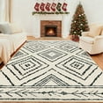 thumbnail image 3 of NewBuros 9'x12' Area Rugs for Living Room, Non-Slip Machine Washable Rugs, Soft Stain Resistant Low Pile Vintage Distressed Print Western Indoor Carpet, White & Black, 3 of 11