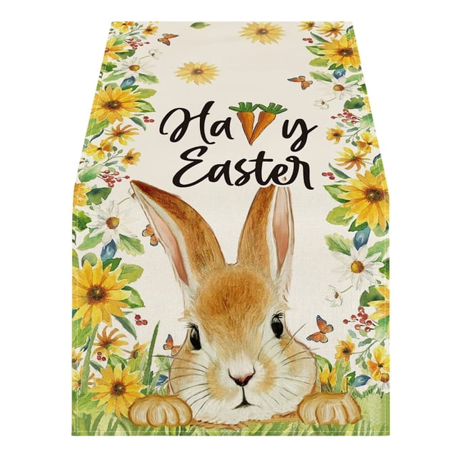 Under 10 Decorative Table Banner Easter Table Flag Holiday Bunny Egg Little Printed Vintage Easter Decor Linen Tablecloth Easter Home Decorations
