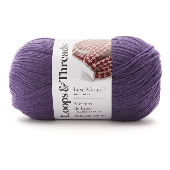 Loops & Threads Purple Luxe Merino Solid Yarn - Light Weight Yarn for Knitting, Crochet, Weaving, Arts & Crafts, 15 Pack