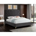 thumbnail image 5 of Maklaine Contemporary Solid Wood and Velvet King Bed in Gray, 5 of 7