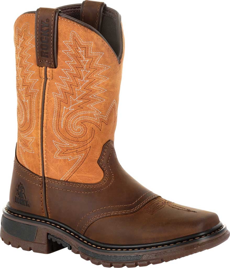 Rocky Ride FLX Western Boot RKW0256Y Brown/Orange Grain Leather/Synthetic M - Walmart.com