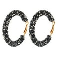 thumbnail image 2 of Trayknick Women Rhinestone Inlaid Geometric Big Round Drop Hoop Earrings Jewelry Gift Black, 2 of 13
