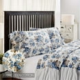 thumbnail image 3 of VHC Brands Annie Blue Floral Ruffled Standard Pillow Case (w/ 8" Ruffle)- Set of 2, Vintage Farmhouse, 3 of 6