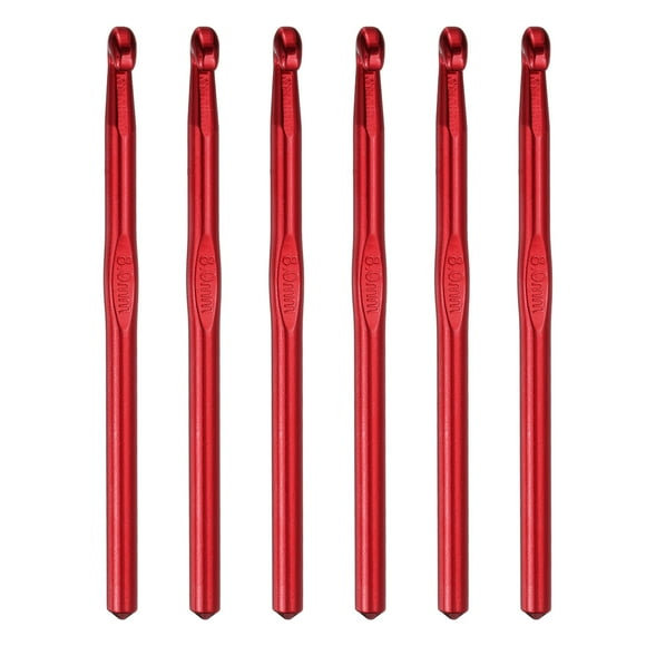 Unique Bargains Crochet au Crochet en Aluminium 8 mm Tricot Crochet Aiguilles à Tricoter Crochet Crochets avec Taille Rouge 6 Pcs