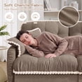 thumbnail image 6 of Harper & Bright Designs Chenille Loveseat Sofa with 2 Ottomans, Cloud Couch Chaise Lounge, 2 Seater Tufted Sectional Sofa with Deep Seat and 4 Pillows for Living Room, Brown, 6 of 12