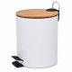 thumbnail image 1 of Bote de Basura con Pedal Décor Living Redondo para Baño de Metal con Tapa de Bambú y Cierre Suave 5 L Blanco Mate, 1 of 1