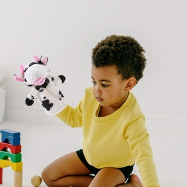 MLINS Cartoon Cow Shape Plush Hand Puppet Child Baby Favor Dolls Kids Glove Puppet Story Telling Toys