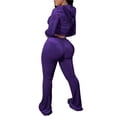 thumbnail image 2 of Kiapeise Women Velvet Two Piece Set Autumn Winter Tracksuit Outfits Long Sleeve Hooded Zipper Sweatshirt Drawstring Wide Leg Pants Suit, 2 of 4