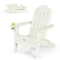 Patiojoy Folding Adirondack Chair Outdoor Adirondack Chair Weather Resistant Lounger for Backyard Porch Poolside White