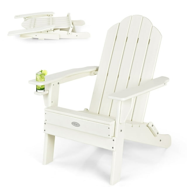 Patiojoy Chaise Adirondack Pliante Chaise Adirondack d'Extérieur Chaise Longue Résistante aux Intempéries Chaise pour Foyer pour Cour Arrière Véranda au Bord de la Piscine Blanc