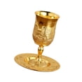 thumbnail image 4 of Copa Kiddush Copa Elías con platillo Artículos para beber Artesanía Suministros para fiestas Copa Copa con platillo para aniversario de Pascua oro, 4 of 8