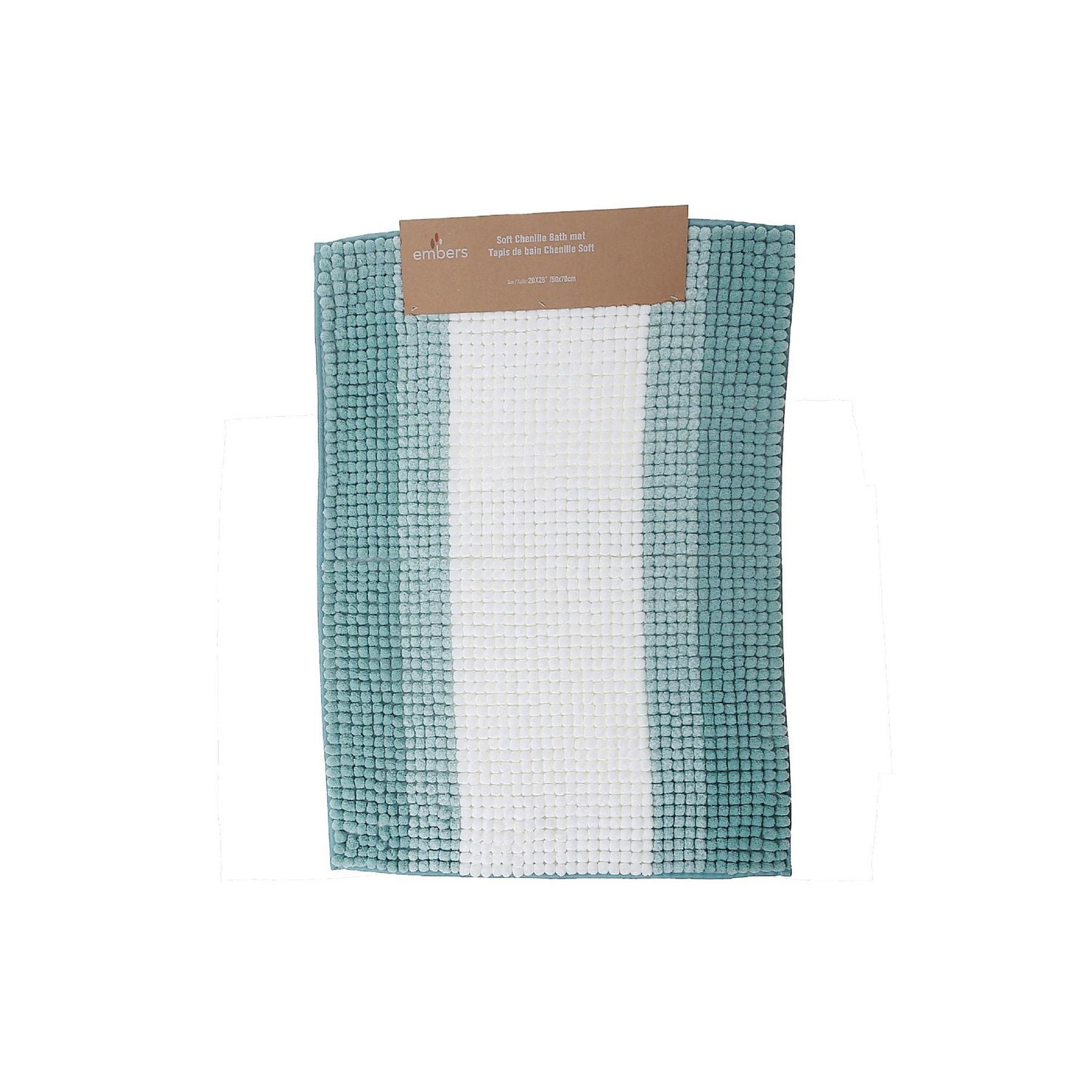 Stripe Chenille Bath Mat 20X28 Turquoise