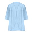 thumbnail image 5 of Amidoa Kimono Womens Cardigans Blue 3/4 Sleeve Cutout Solid Open Front Long Summer Cardigans Sweaters for Women 2025 L, 5 of 6