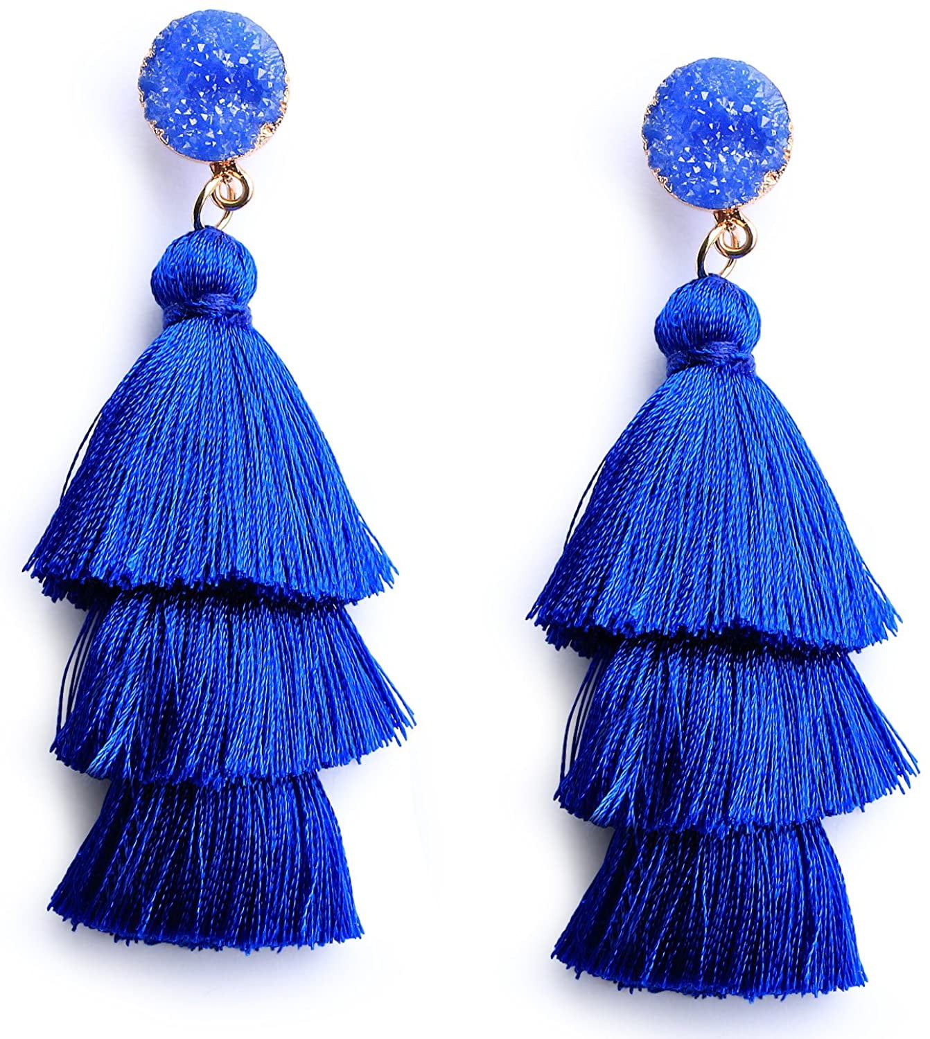Women Bohemian Boho Style Multicolor Tassel Dangle Hook Charm Earrings Jewellery 