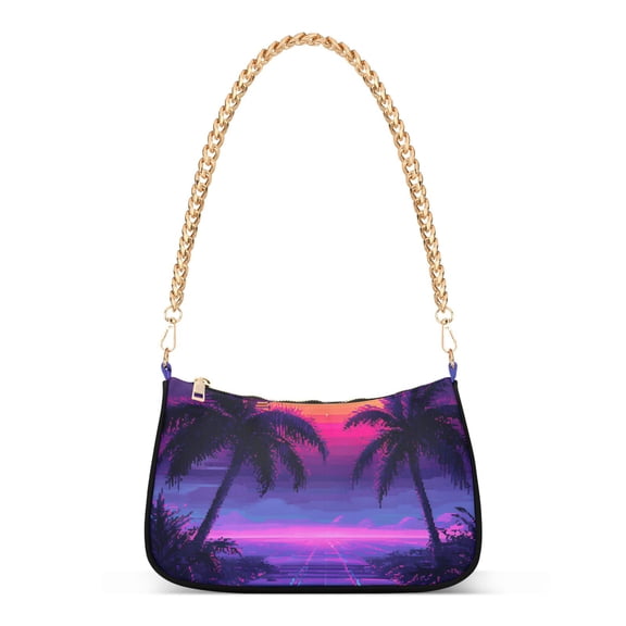 FORMRS Womens Shoulder Bag with Chain Strap Clutch Purse Cute Tote Handbag, Pink Digital Art