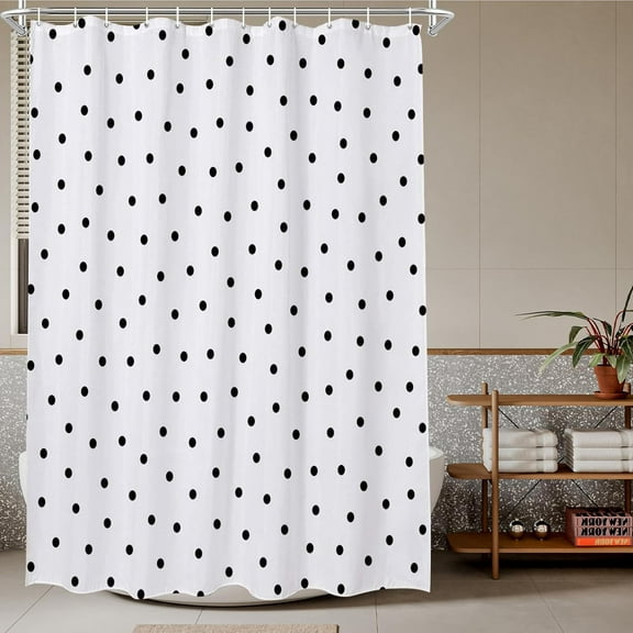 The Black Spot Polka Dot Shower Curtain Black and White Small Circle Bath Curtains Decor Sets Grommet with Hooks 72"W x 84"L (Pack of 1)