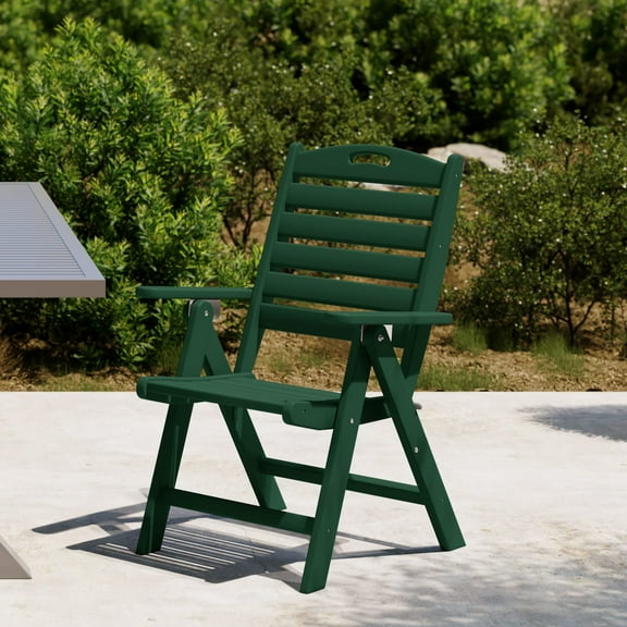 WestinTrends Malibu HDPE Adjustable Highback Folding Patio Dining Chair, Dark Green