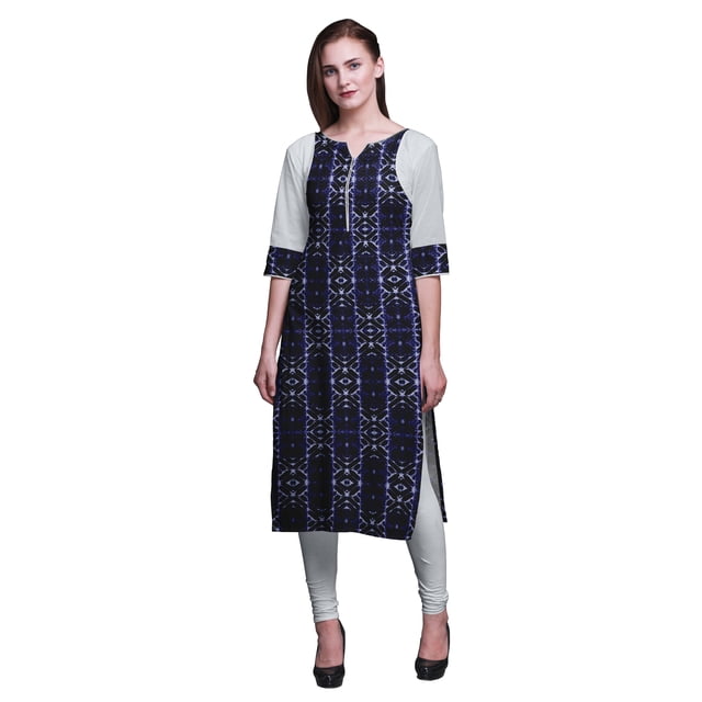 Bimba Robe Kurti Longue en Coton Imprimé, Tunique Droite, Robes pour Femmes, Haut Indien - Très Petit