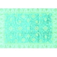 thumbnail image 1 of Ahgly Company Machine Washable Indoor Rectangle Oriental Turquoise Blue Traditional Area Rugs, 6' x 9', 1 of 4