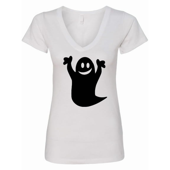 Inktastic Happy Halloween Cute Ghost Women's V-Neck T-Shirt