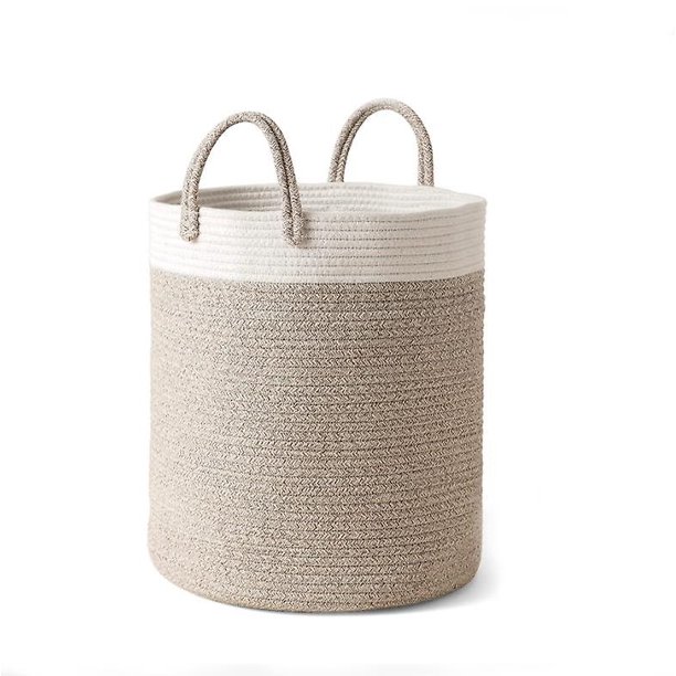 Cestas de almacenamiento de cuerda tejida - Cesta de algodón alta de 13 x 15 pulgadas, cesto de ropa para mantas, niños Cesto para ropa de bebé, juguete, cesto para ropa de guardería