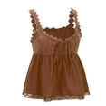 thumbnail image 6 of Lixiuxyad Womens Tank Tops Women's Casual Lace Trimmed U Neck Sleeveless Loose Fit Tank Top Pure Color Summer Camisole Comfortable Stretchy Blouse,Brown, 6 of 6