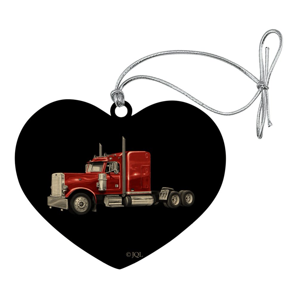 Semi Tractor Trailer Truck Trucker Heart Love Wood Christmas Tree