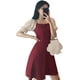 thumbnail image 4 of WWH Vestido sexy sin tirantes francés de una pieza con escote en la cintura que adelgaza la falda fina con manga de burbuja, 4 of 5