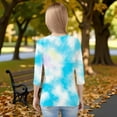 thumbnail image 5 of Drmagiyhm Sky Blue Girls 3/4 Sleeve Tops Size 10-12 Casual Floral Print Shirt Stretchy Cute T Shirt Girl Fall Winter Crewneck Tees 4-5 Years, 5 of 5